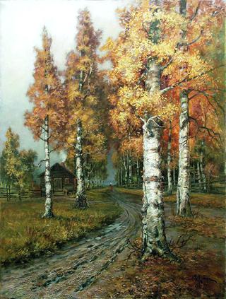 Road with Birch Trees