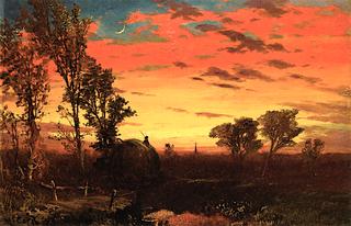 Sunset over a Farm