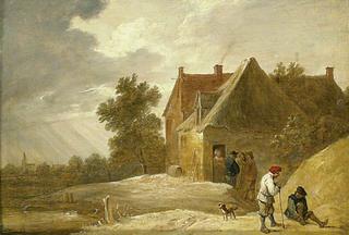 Landscape with a Farmhouse and Figures on the Banks of a River