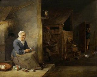 Interior with an Old Woman Peeling Apples