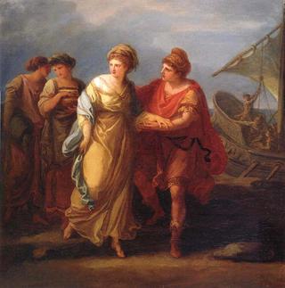 Paris and Helen escape from the court of Menelaus