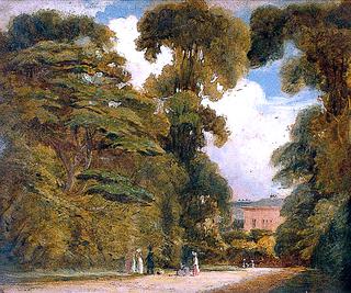 Drive of a Country House, with Trees and Figures