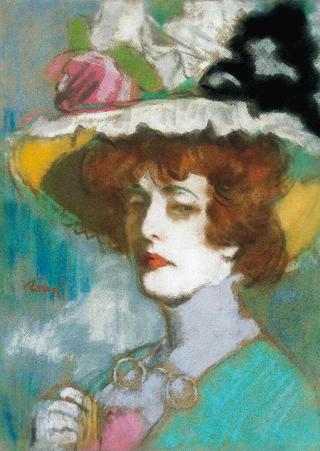 Portrait of Mrs. Kunffy wth Flowered Hat