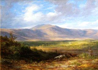 Moorland Landscape with Sportsman and Setter