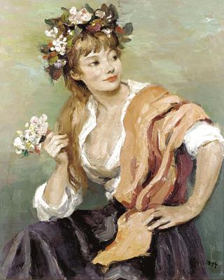 Woman with flowers