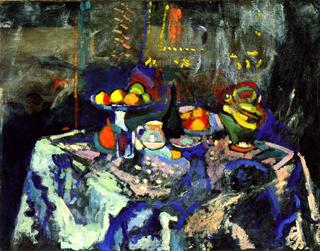 Still LIfe with Blue Tablecloth