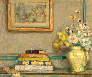 Still Life with Books and Flowers