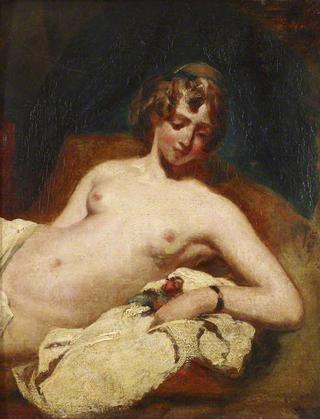 Half-Figure of a Reclining Female Nude on Her Side