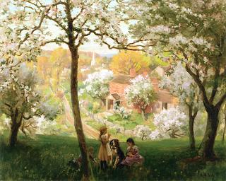 Children in a Spring Landscape