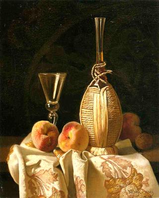 Still Life with Peaches and Wiine