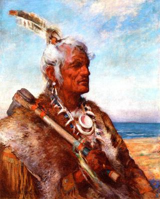 易洛魁印第安人红云酋长画像