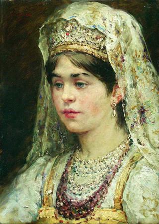 Portrait of a Girl in the Russian Costume