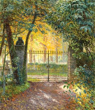 The gate of villa. Sunshine