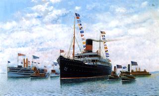 Steamship OSCAR II Entering New York Harbor