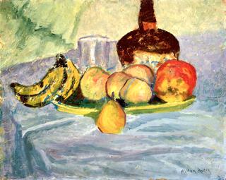 Still Life with Bananas and a Bottle