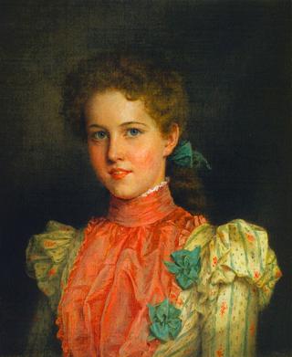 Young Woman in Pink and Green