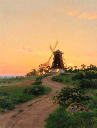 Windmill at sunset