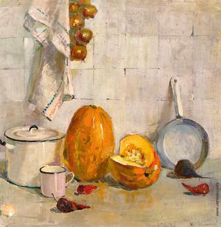 Still Life with Pumpkin and Frying Pan