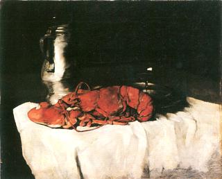 Lobster with Pewter Jug and Wineglass