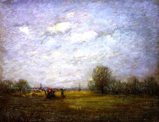 Peasant figures in a Dutch Landscape