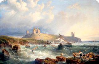 A Cutter in Distress to the South of Dunstanburgh Castle, Northumberland