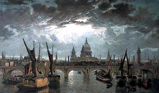 London Bridge and St Paul's by Moonlight