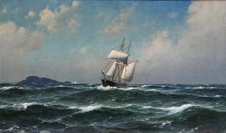 Sailing ship in the open seas