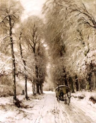 A Horse-Drawn Cart on a Snowy Path