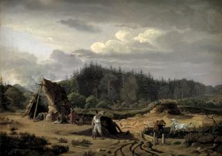 A Bog with Peat Cutters in Hosterkob, Sealand