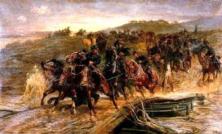 French Artillery Crossing the Flooded Aisne and Saving the Guns