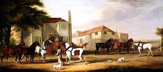 Changing Horses, the Exeter to London Mail, Sir Henry Paton, Bt, Leading the Horse