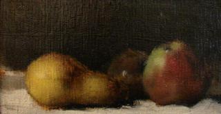 Still-Life with Pears and Apples on a White Cloth