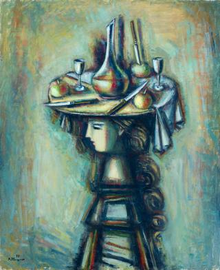 Girl in a Hat with a Still Life