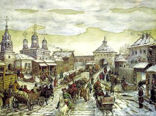 The Myasnitsky Gate in Moscow, XVII Century