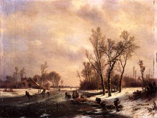 A Winter Landscape with Skaters on a Frozen River