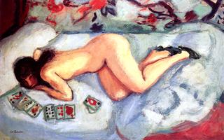 Nude Lying Down with a Game of Cards