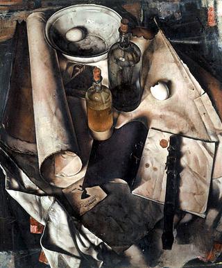 Still life with bottle and flute