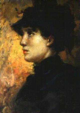 Lady with hat in profile