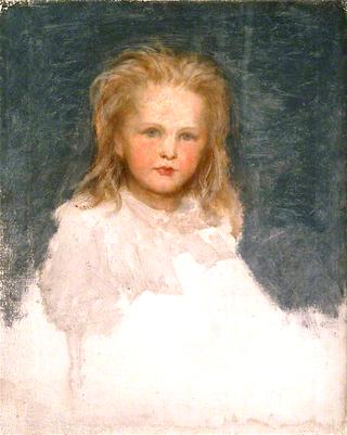 Portrait of a Small Girl with Fair Hair and Full Face