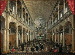 Inner view of the Jesuit church of Antwerp