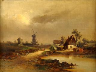 Summer Landscape with Peasants and Windmill