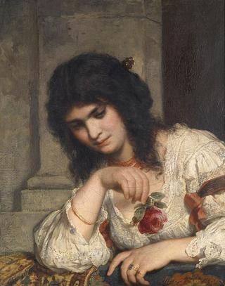 Lady on the Balcony with a Rose