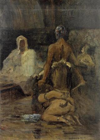 Bound Slave Girl is Brought before a Sheikh (Gefesselte Sklavin wird einem Scheich vorgeführt)