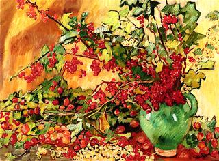 Vase with Foliage and Red Currants