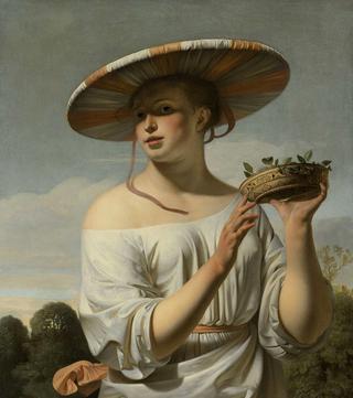 Young woman with a large hat