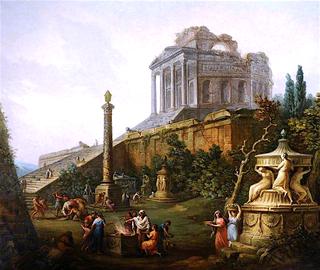 Capriccio with a Pagan Temple and a Sacrifice