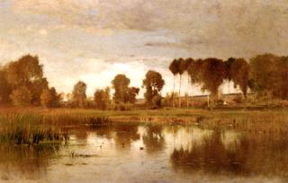 Landscape with Pond and Poplars