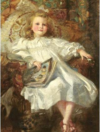 Portrait of a young girl in a white dress and sandals
