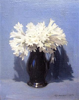 Freesias in a Blue Vase
