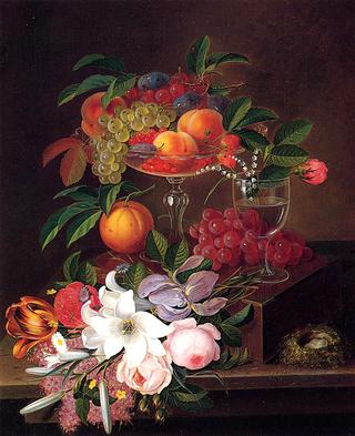 Still Life with Fruit, Flowers and Bird's Nest
